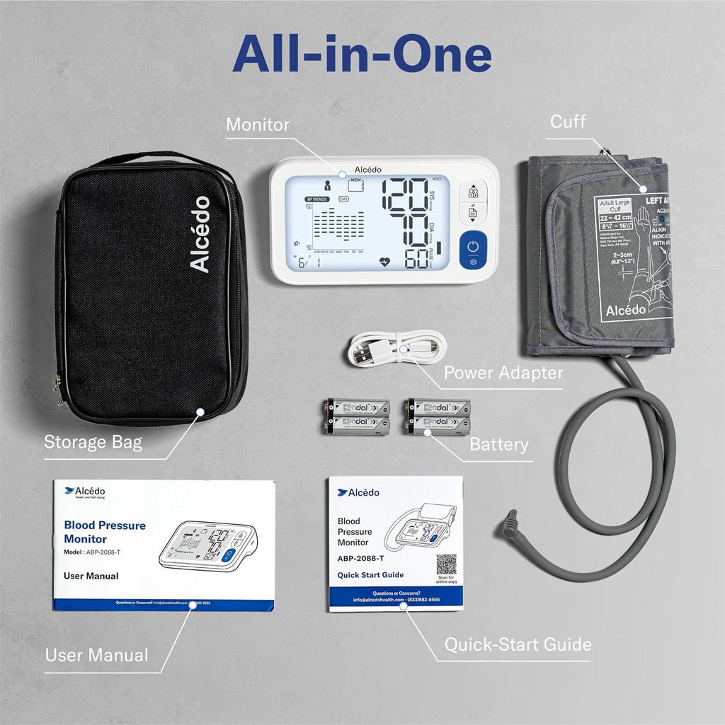 Alcedo Bluetooth Upper Arm Blood Pressure Monitor with App, Backlit Display & Cuff

