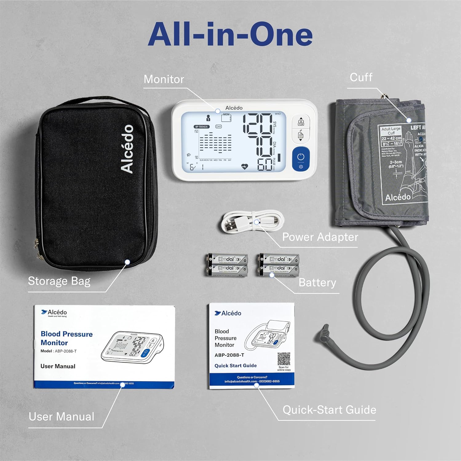 Alcedo Bluetooth Upper Arm Blood Pressure Monitor with App, Backlit Display & Cuff


