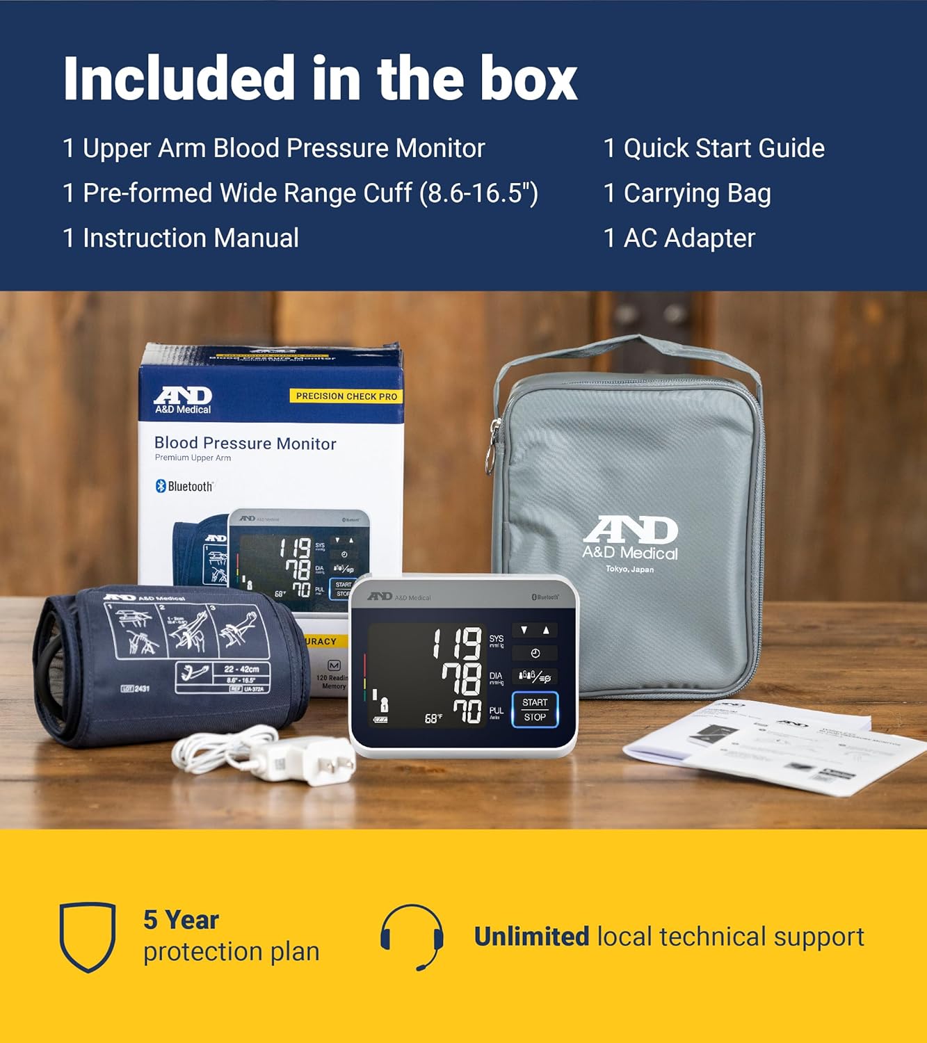 A&D Precision Check Pro UA-910BLE Bluetooth Upper Arm Blood Pressure Monitor

