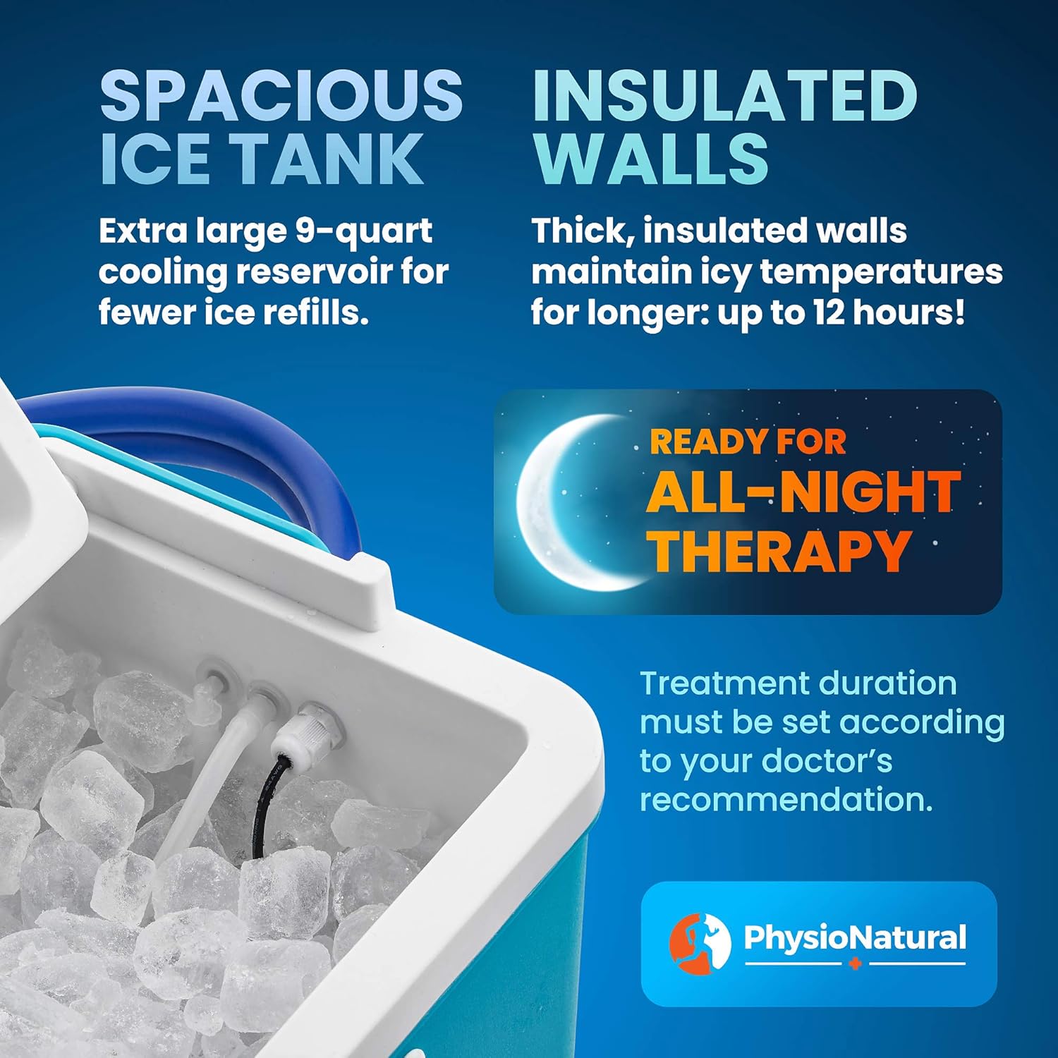 PhysioNatural Cold Therapy Ice Machine for Knee, Programmable Cryotherapy System

