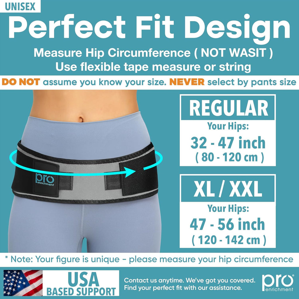 Pro Enrichment Sacroiliac SI Joint Belt, Adjustable Pelvic Lower Back Support Brace

