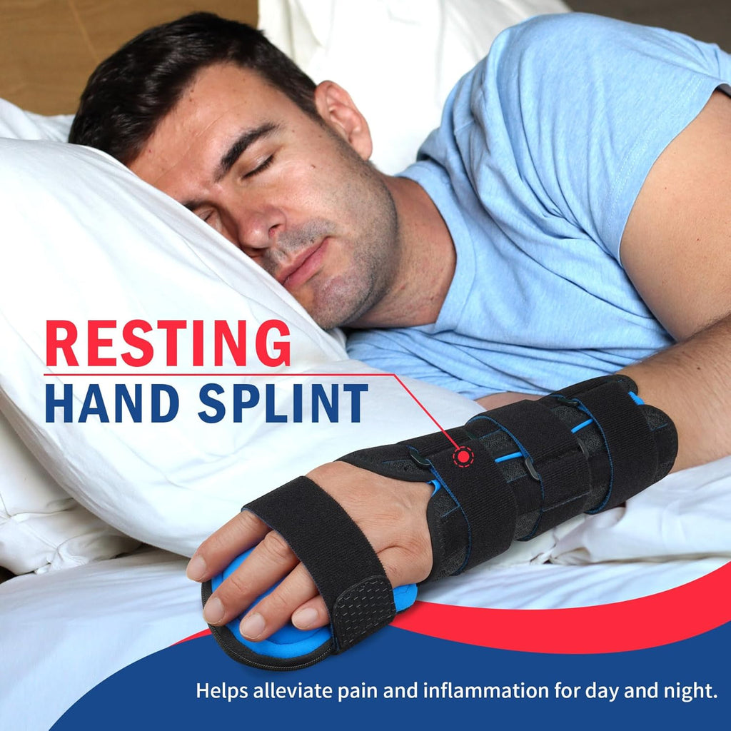 FEATOL Resting Hand Splint for Stroke, Wrist Finger Brace with Removable Metal Splint

