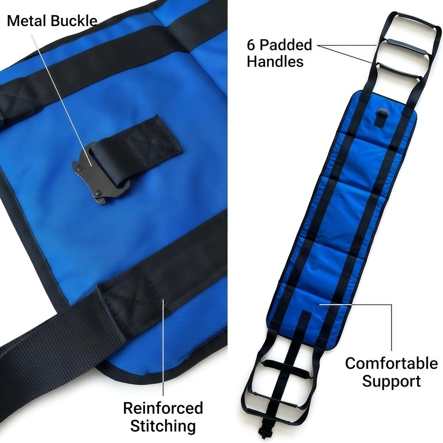 NurtureCare Transfer Sling with Metal Buckle, Reinforced Handles and Bed-Rail Attachment


