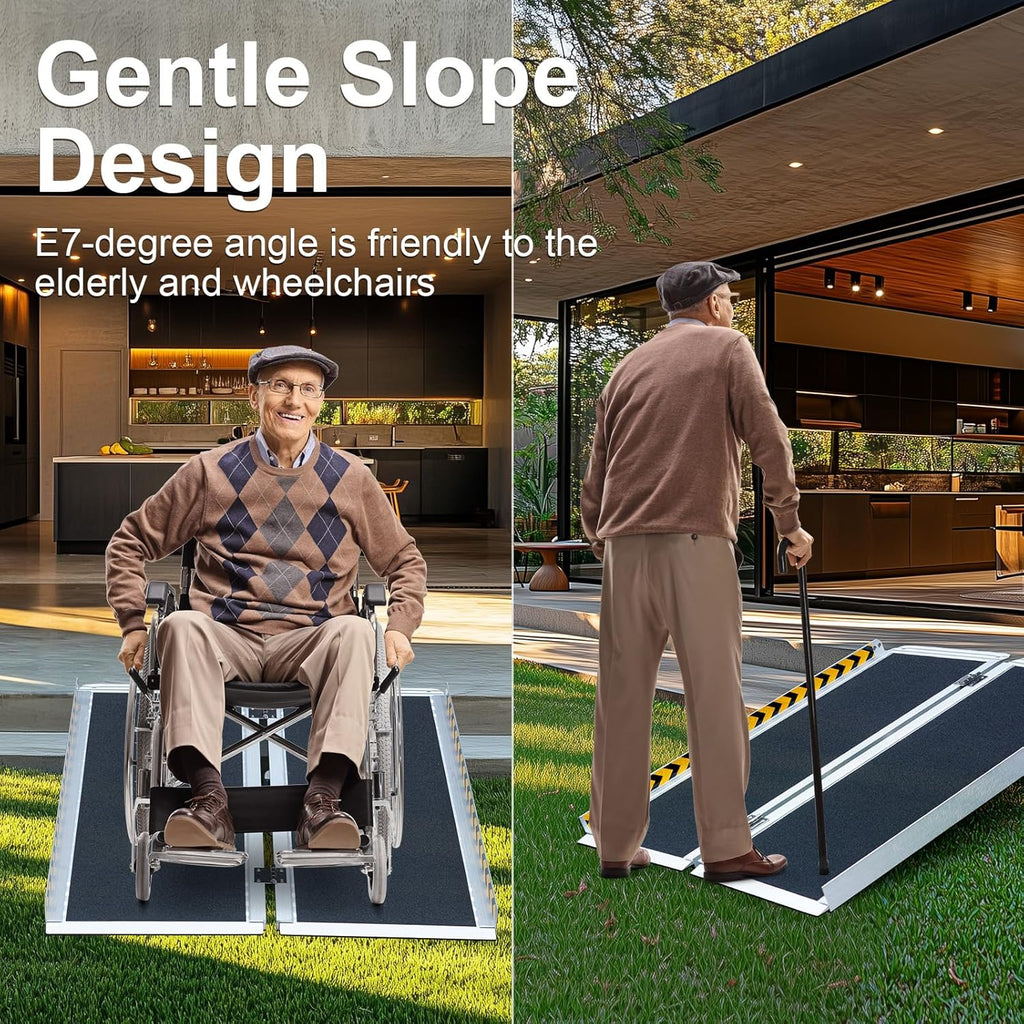 Portable Wheelchair Ramp No-Slip Aluminum Folding Handicap Ramp 800 lbs Capacity

