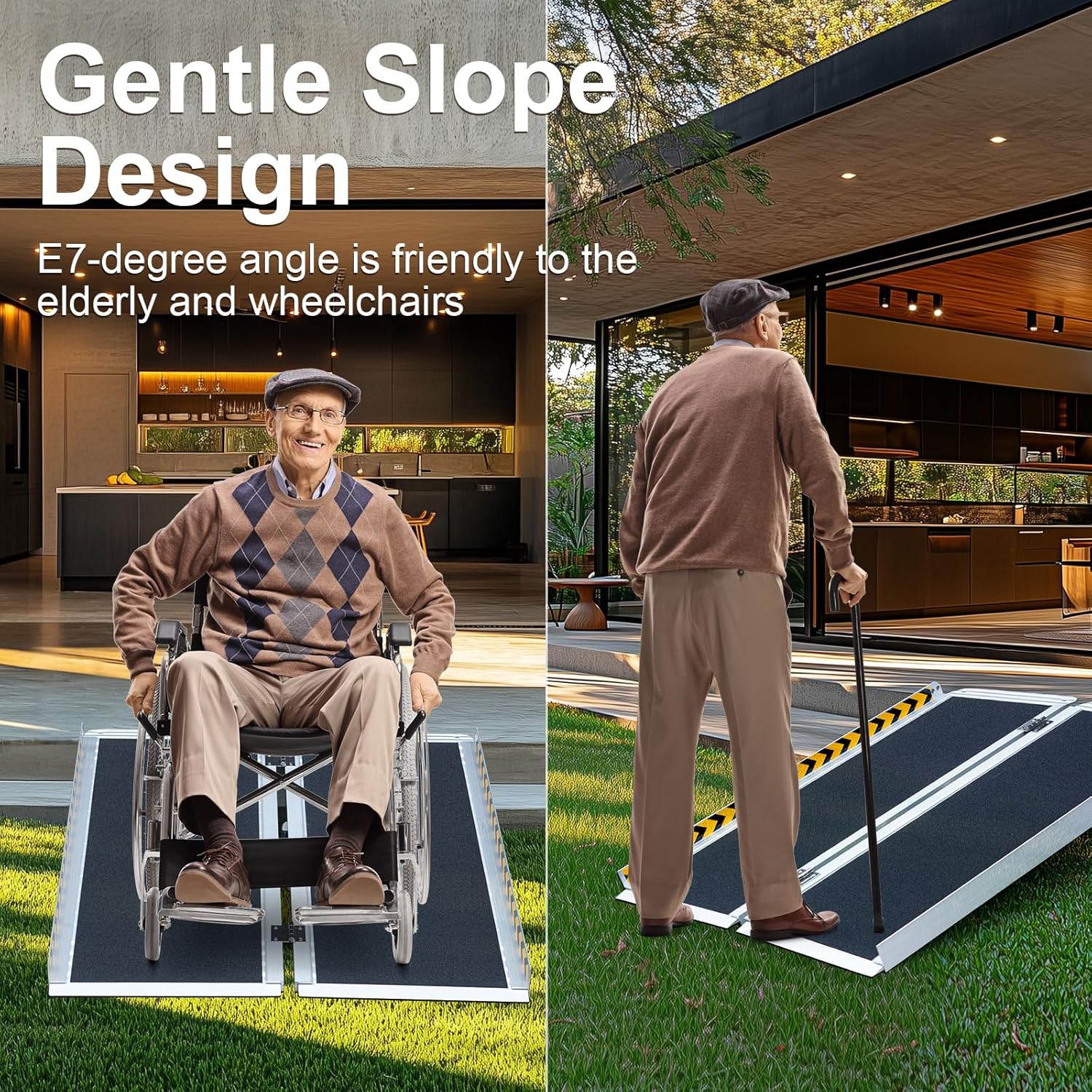 Portable Wheelchair Ramp No-Slip Aluminum Folding Handicap Ramp 800 lbs Capacity

