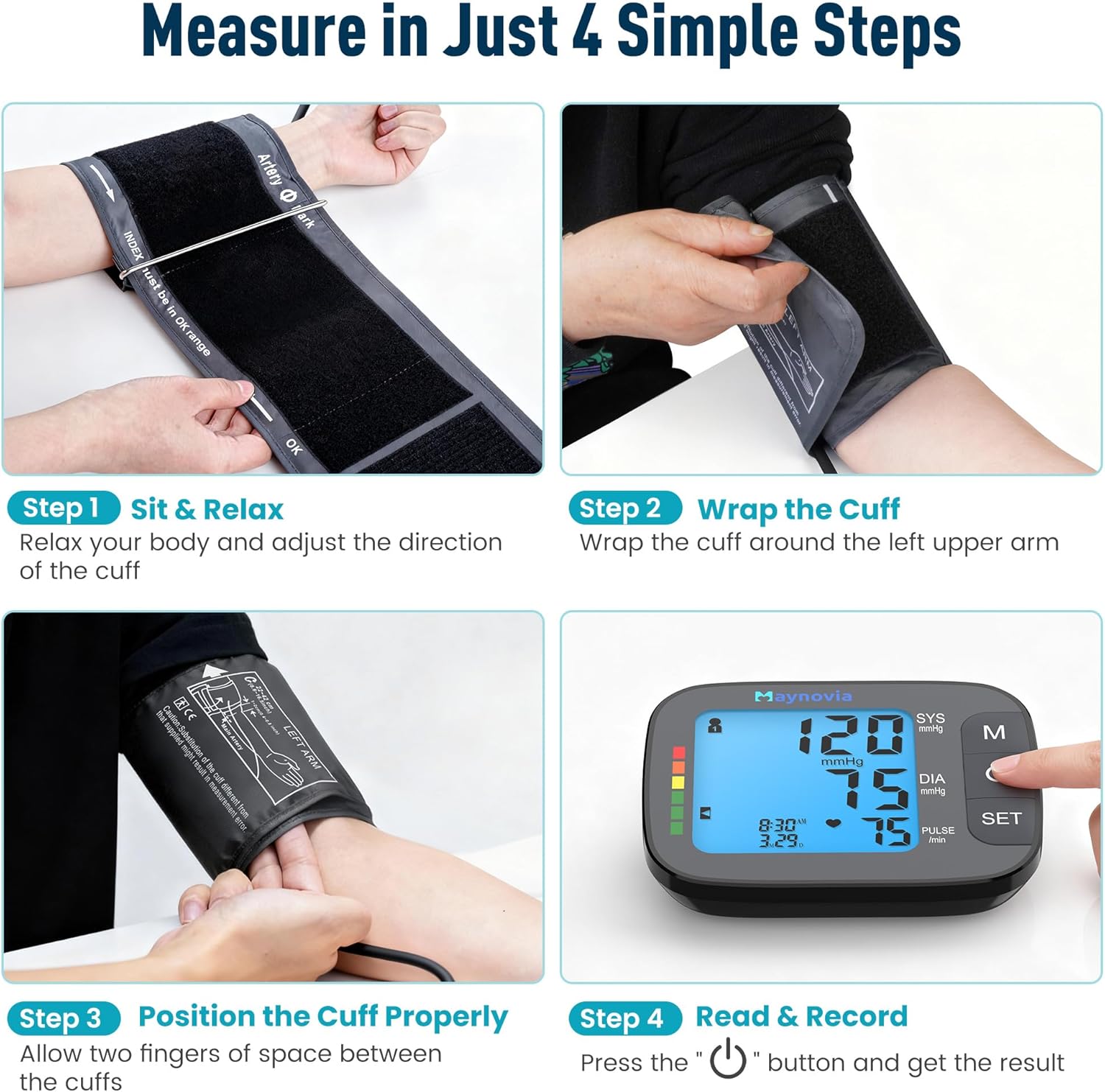 Automatic Upper Arm Blood Pressure Monitor with Backlit LCD and Irregular Heartbeat

