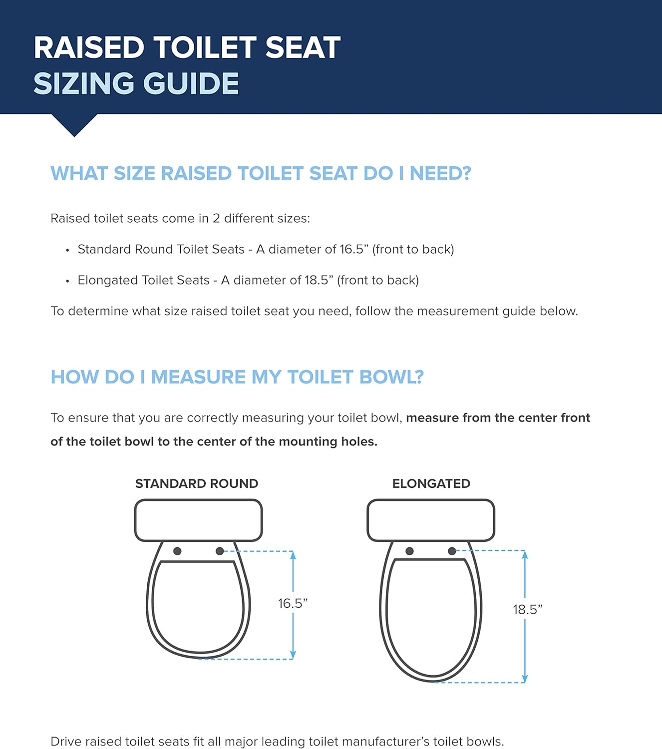 Drive Medical Raised Toilet Seat with Locking Lid, Standard Toilet Seat

