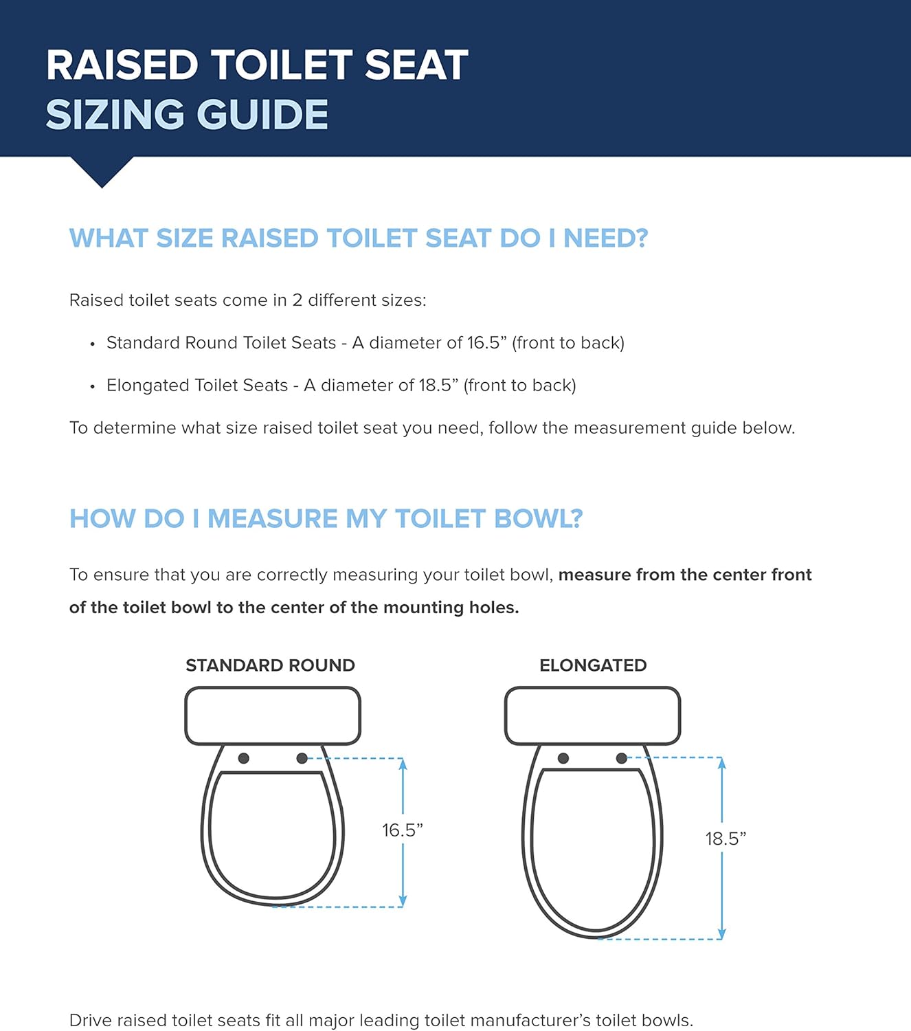 Drive Medical Premium Raised Toilet Seat with Locking Handles and Padded Armrests


