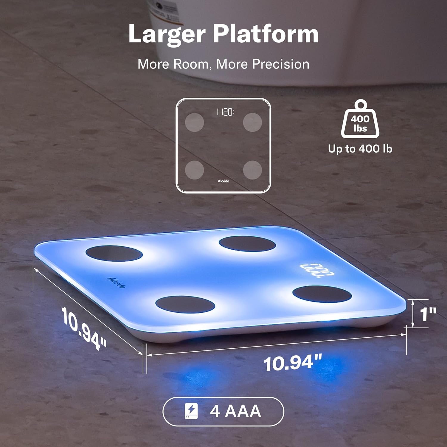Alcedo Smart Body Fat Scale Digital with BMI, Muscle Mass, Bluetooth Weight Insights

