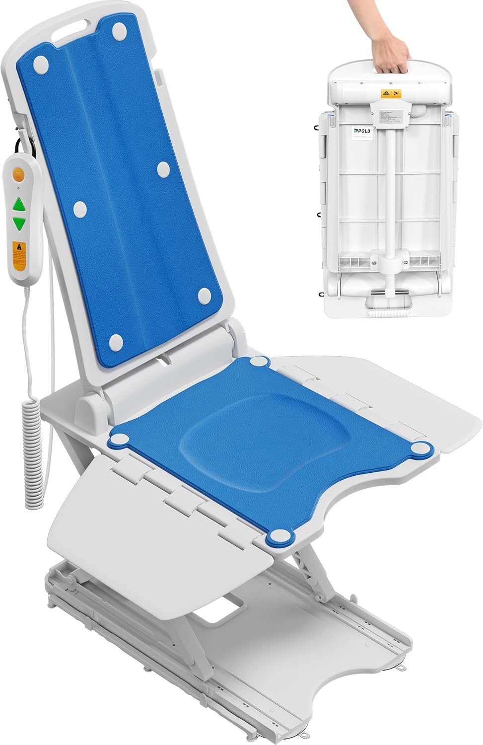 PPOLB Electric Floor & Bath Chair Lift for Seniors, Wireless Rechargeable, Waterproof

