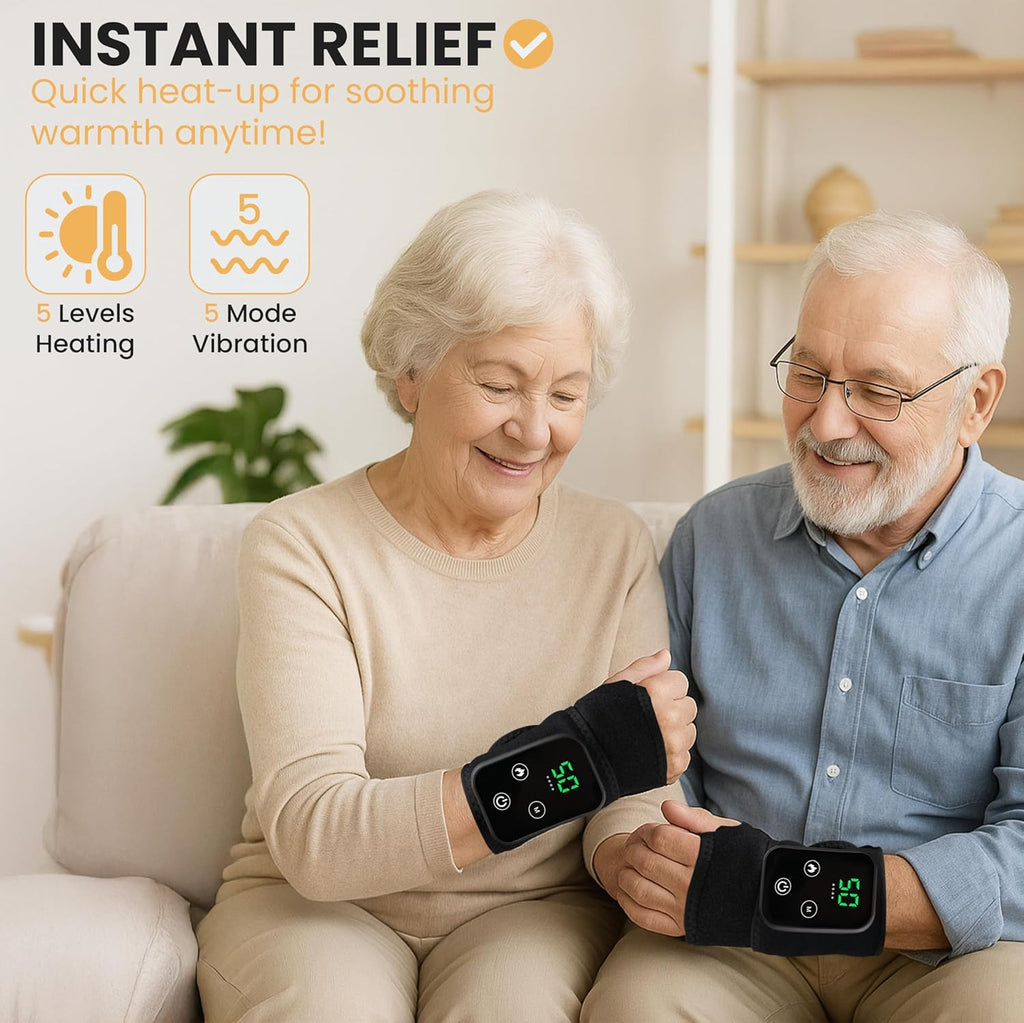 Cordless Wrist Heating Pad with Vibration, 5 Heat Levels, Rechargeable 3000mAh

