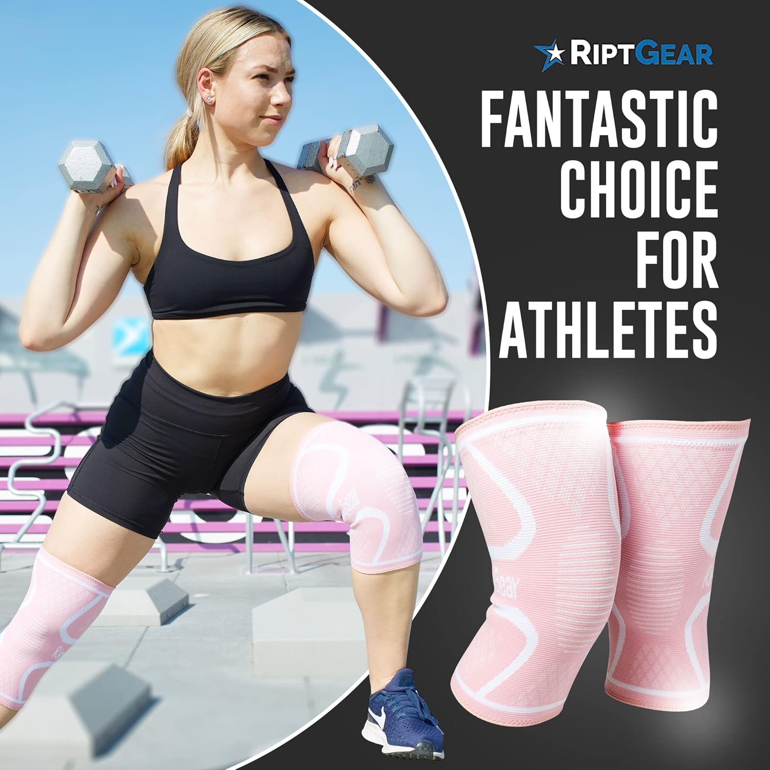 RiptGear Women’s Knee Compression Sleeve Knee Brace for Support and Comfort

