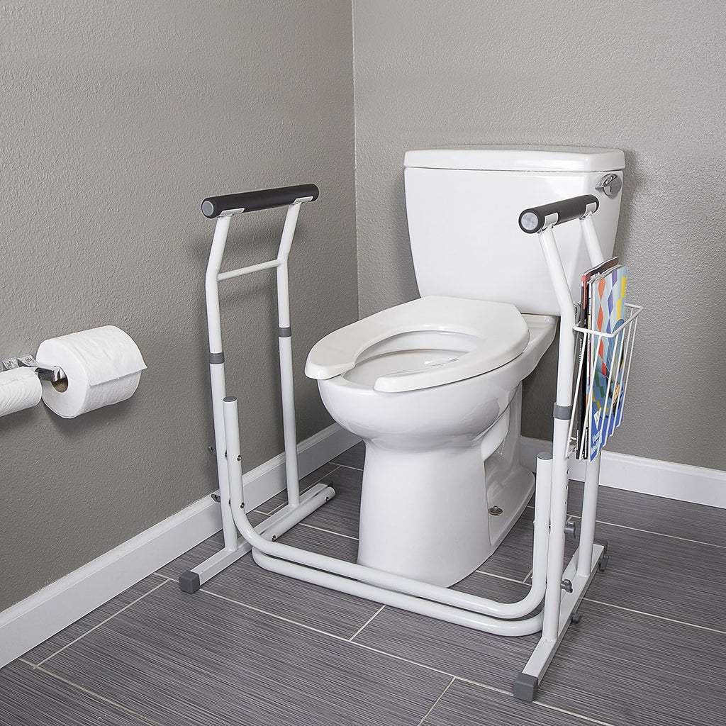 Vaunn Medical Height Adjustable Toilet Rail Grab Bar Safety Frame for Commode

