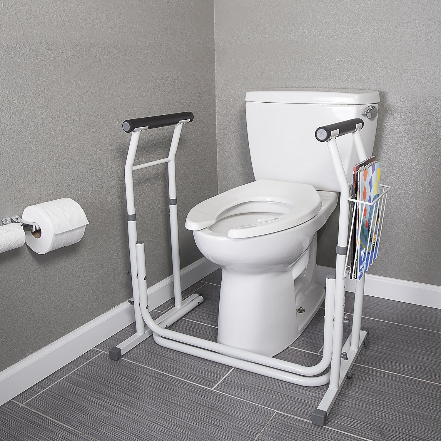 Vaunn Medical Height Adjustable Toilet Rail Grab Bar Safety Frame for Commode

