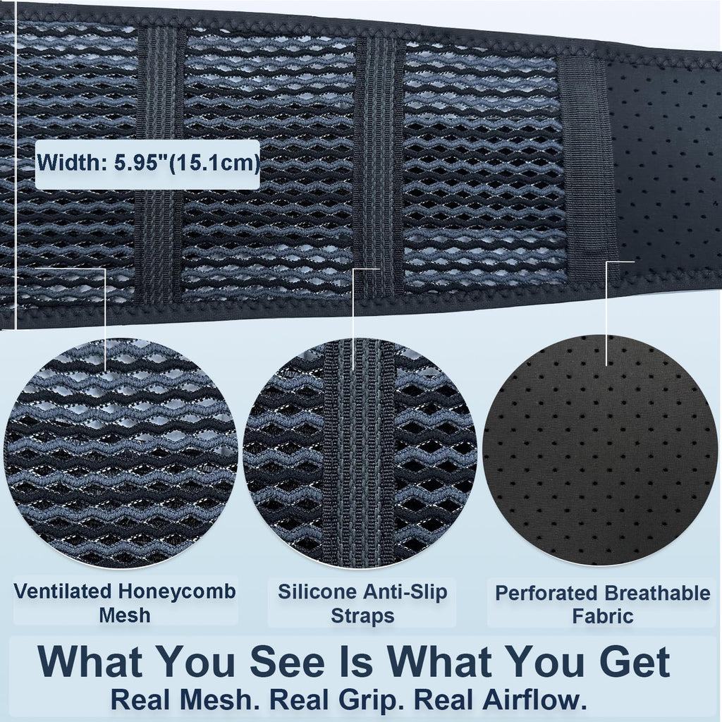 Breathable Lumbar Back Brace for Lower Back Pain Relief, Lightweight 3D Mesh

