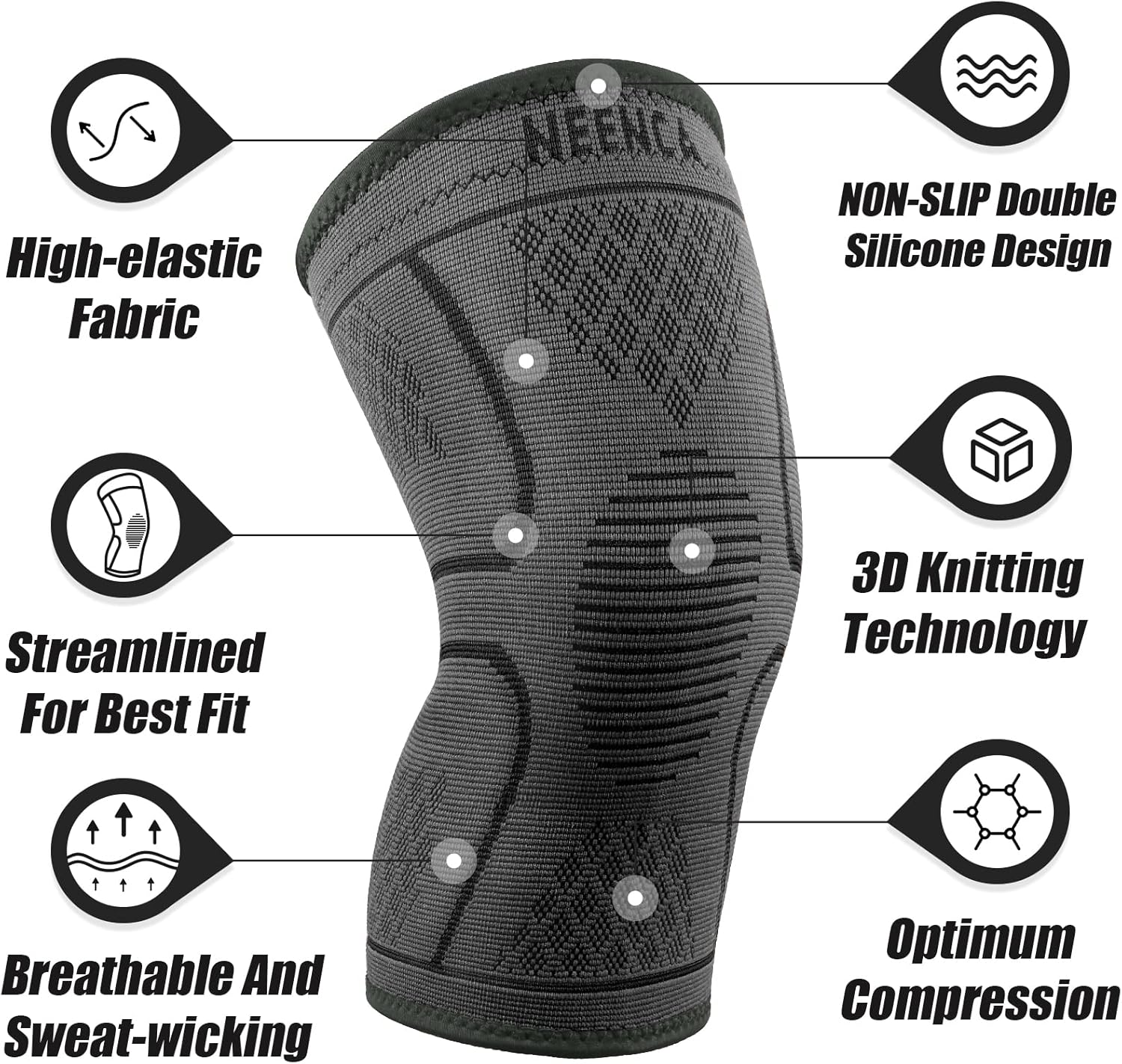 NEENCA Compression Knee Sleeves for Knee Pain Relief, Sports Knee Support

