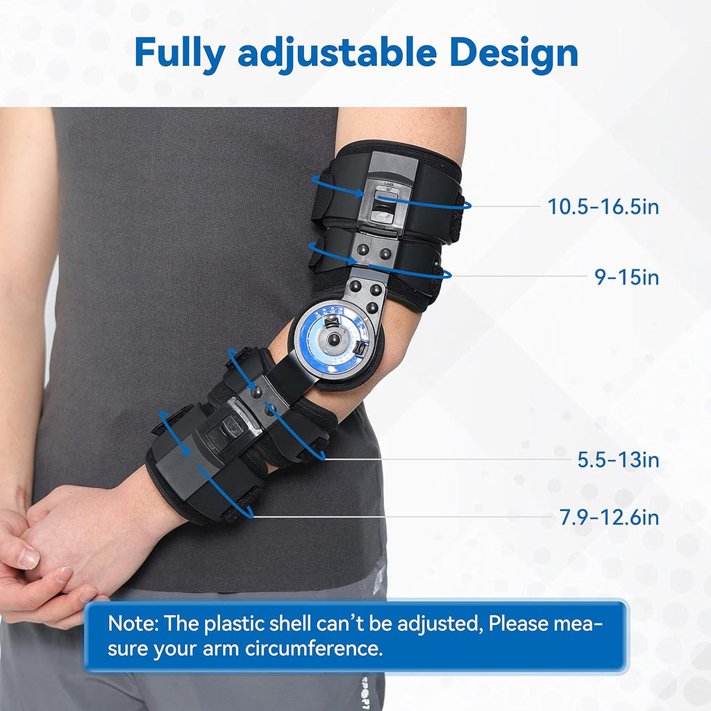 Orthomen Hinged ROM Elbow Brace Adjustable Post-Op Elbow Stabilizer Splint


