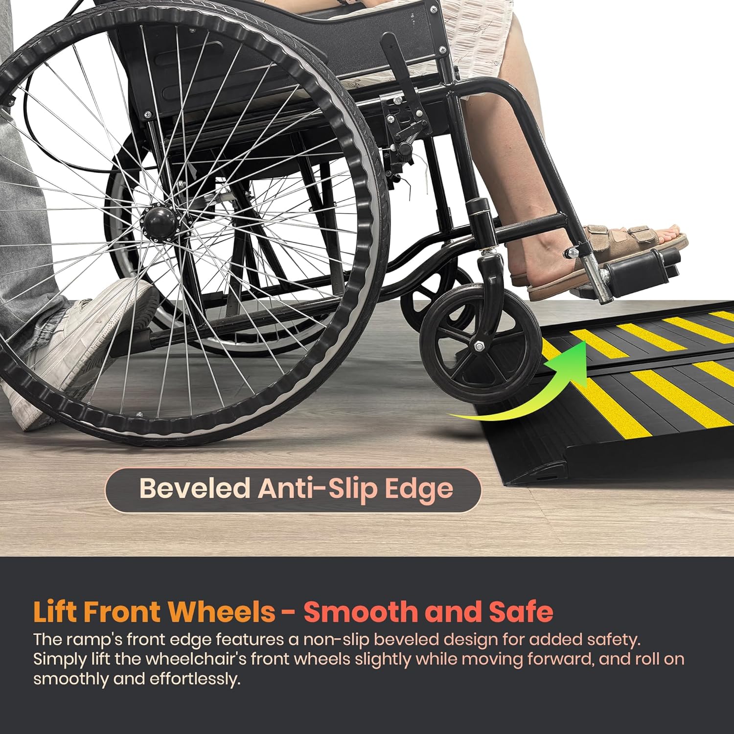 Portable Wheelchair Ramp with Handle, Non-Slip Aluminum Folding Ramp 800 lb

