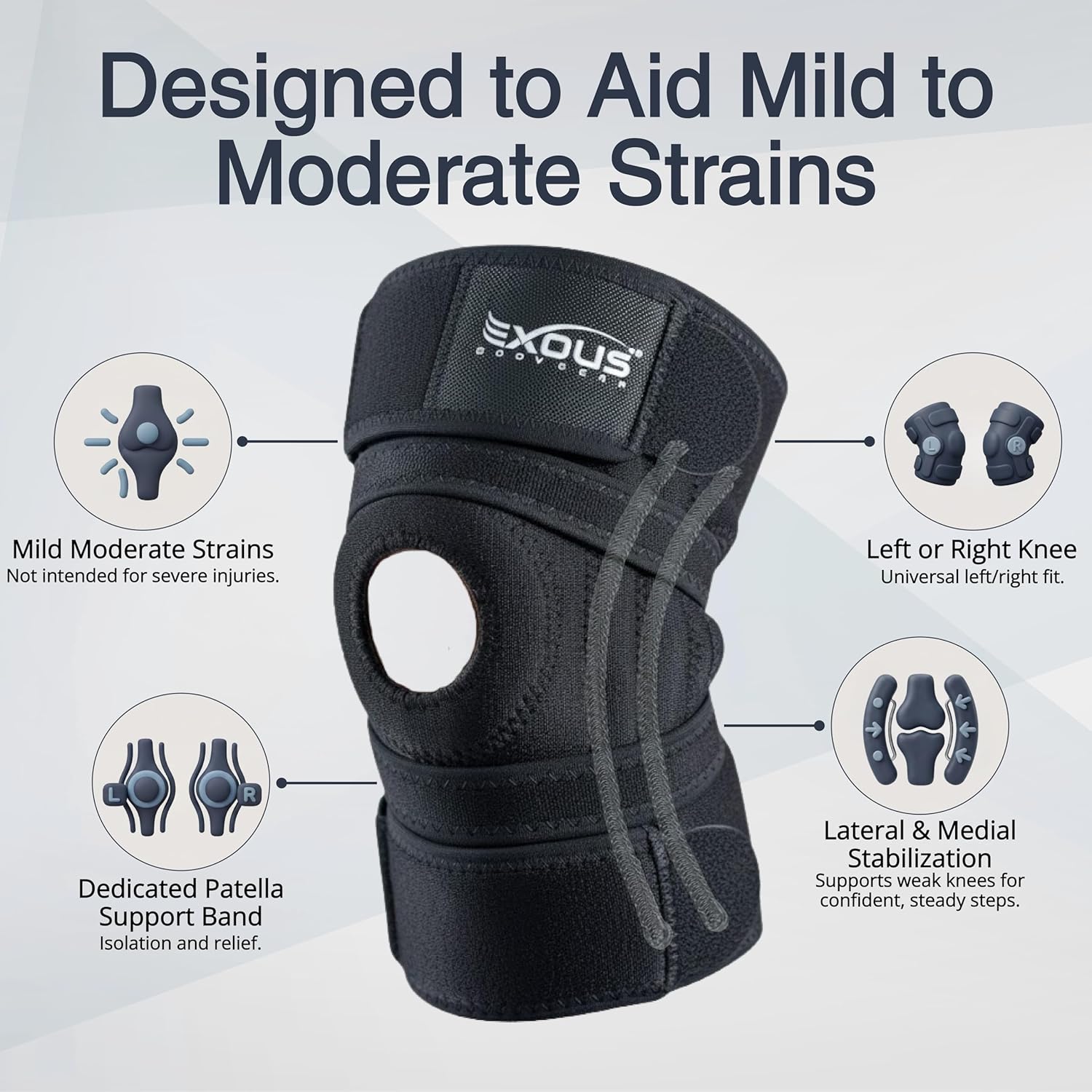 EXOUS Bodygear Knee Brace for Arthritis Pain, Adjustable Wraparound Support


