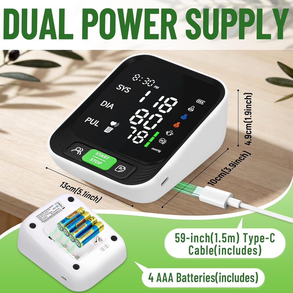 Uvital Upper Arm Blood Pressure Monitor with Adjustable Cuff and Large LED Screen

