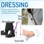 Mars Wellness Hip Replacement Recovery Tool Set: Leg Lifter, Sock Aid, Reacher, Shoe Horn

