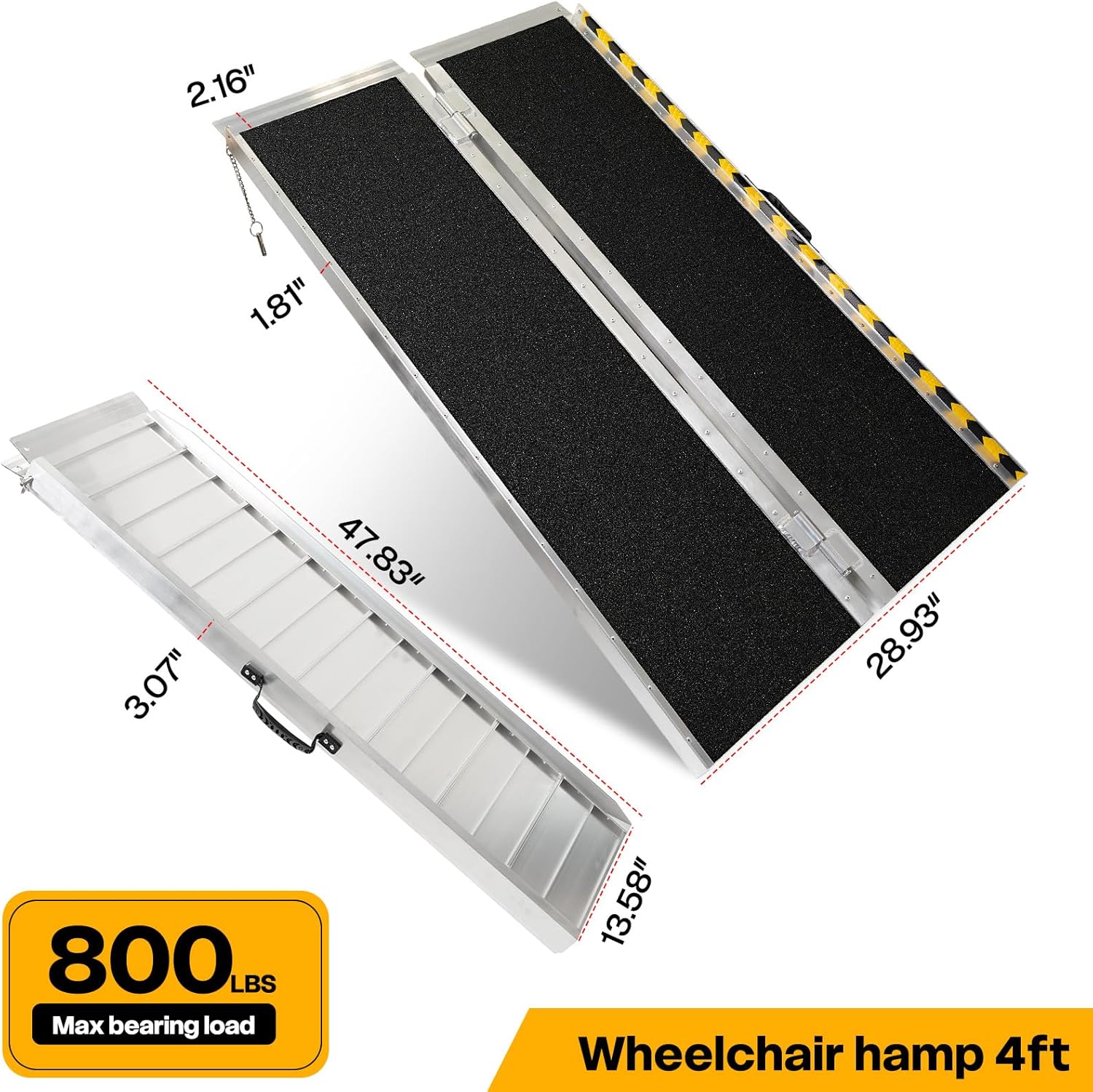 Vie Triomphe Portable Wheelchair Ramp Folding Aluminum Non-Slip Entry Ramp

