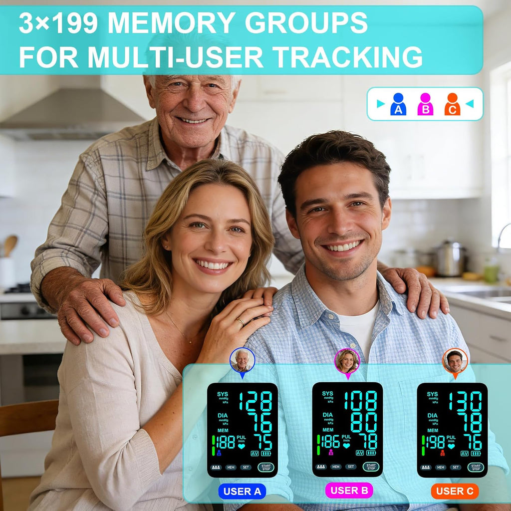 OWNQOBE Automatic Upper Arm Blood Pressure Monitor with Dual-Size Cuffs and LED Display

