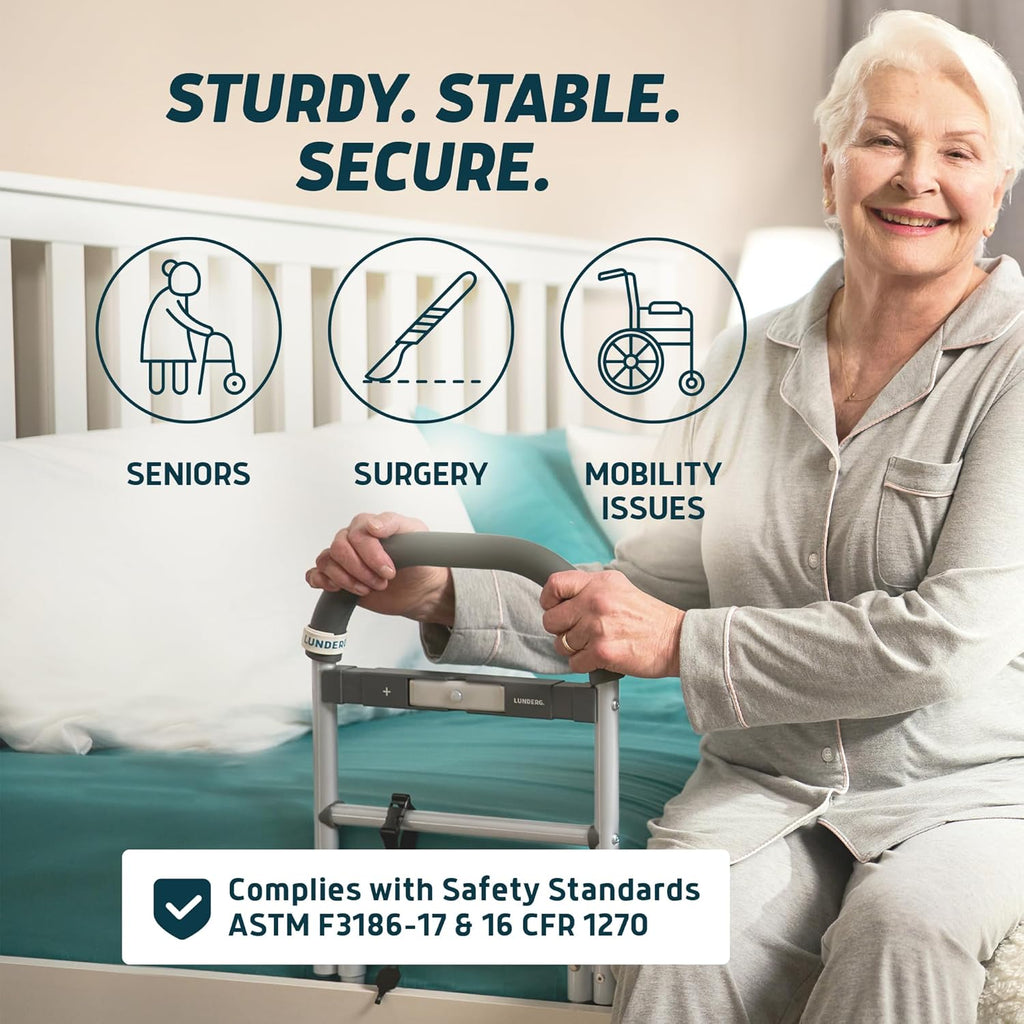 Lunderg Bed Assist Rail for Seniors Non-Slip Grab Bar Easy Install Bed Rails

