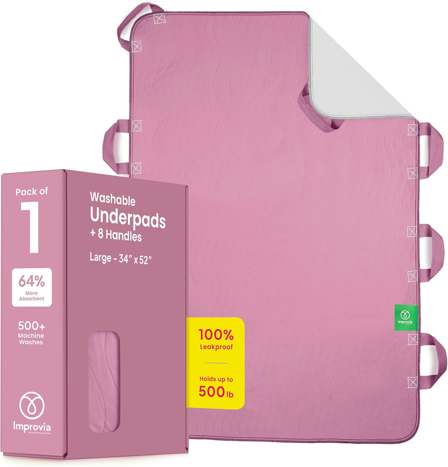 Improvia Positioning Bed Pad with 8 Reinforced Handles, Waterproof & Quick-Dry


