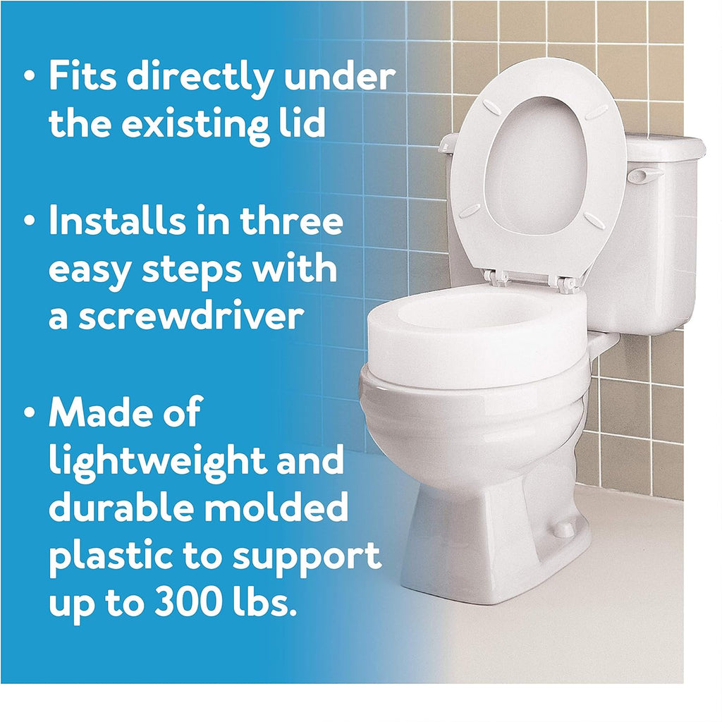 Carex Toilet Seat Riser, Raised Toilet Seat Elevator, Adds 3.5 in Height

