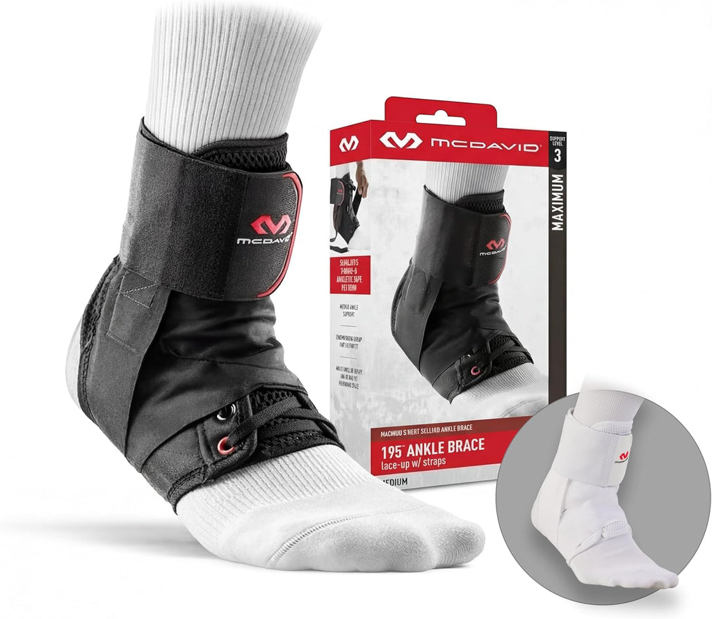 McDavid 195 Ultralight Figure-8 Ankle Brace, Lace-Up Ankle Support Stabilizer

