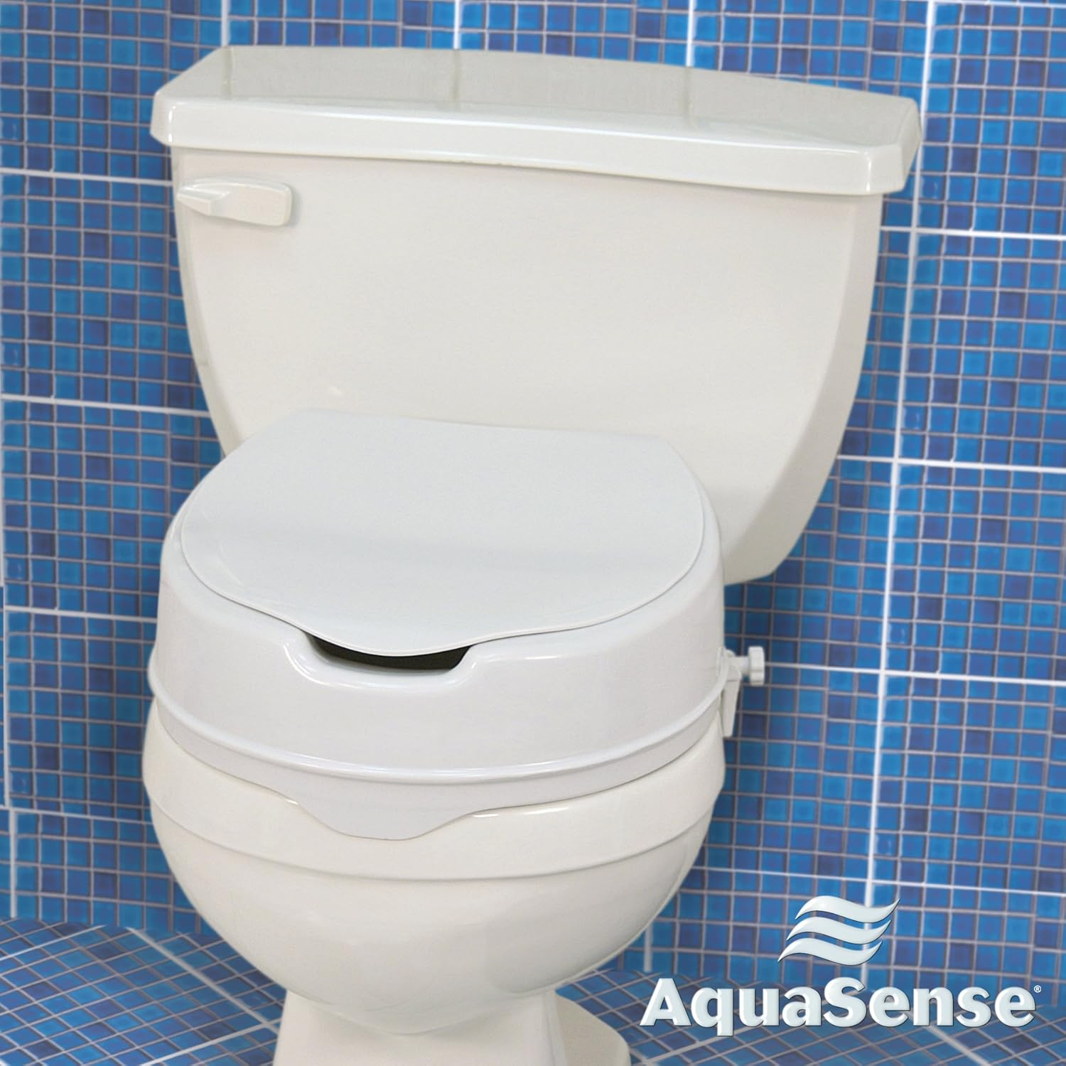 Drive Medical AquaSense Raised Toilet Seat with Lid, Standard Seat, White

