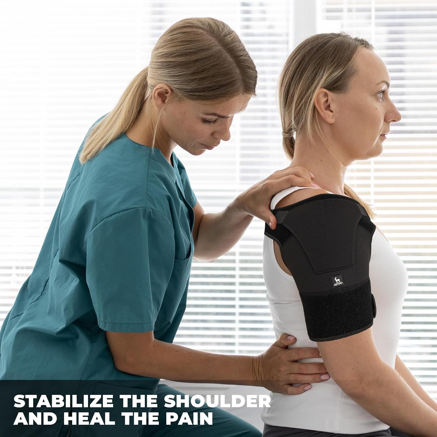 Astorn Adjustable Rotator Cuff Shoulder Brace with Ice Pack Pocket, Neoprene

