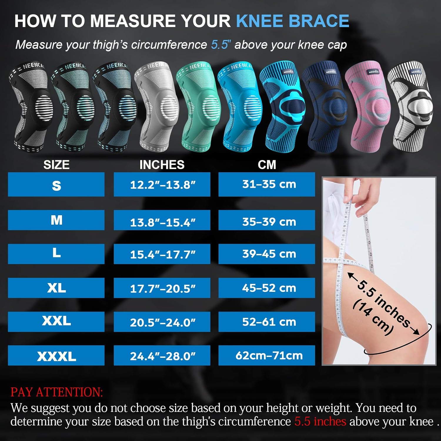 NEENCA Patella Gel Knee Brace with Side Stabilizers, Compression Support Sleeve

