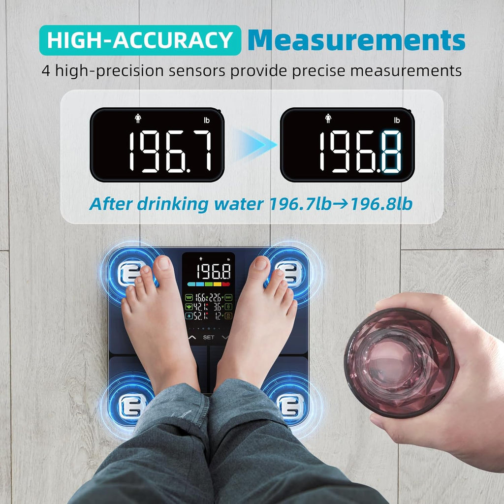 Lepulse Smart Body Fat Scale for Bathroom with BMI, Muscle, Water and 500 lb Capacity

