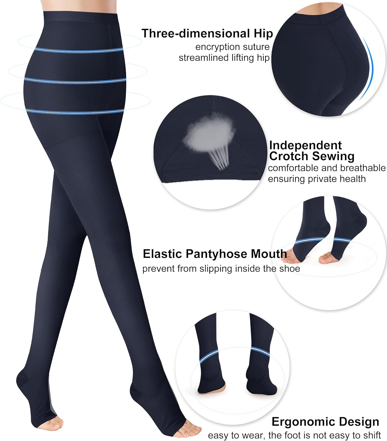 Women’s Medical Compression Pantyhose 20–30 mmHg Support Stockings for Varicose Veins

