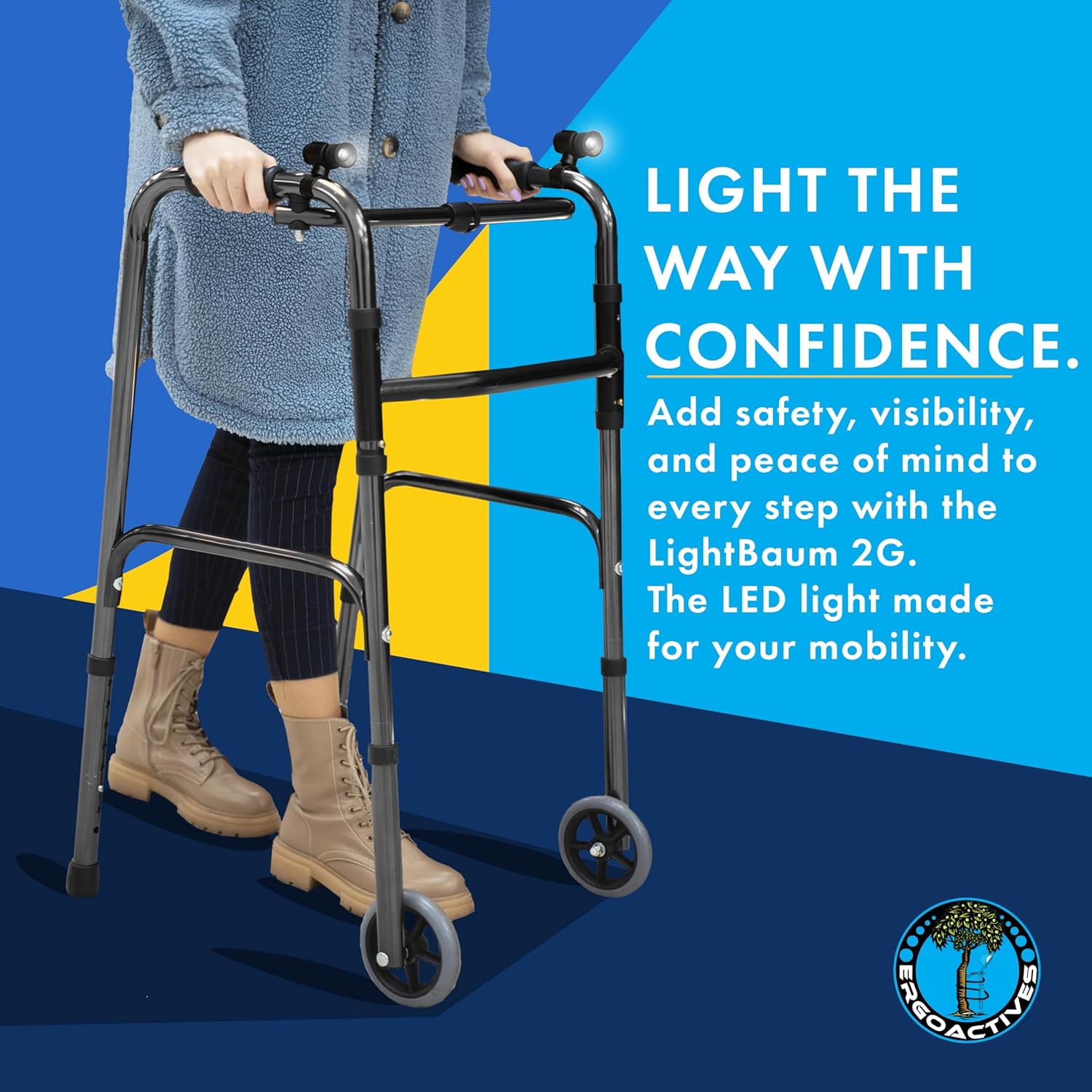 LightBaum 2G LED Clip-On Flashlight for Cane, Crutch, Walker, Wheelchair

