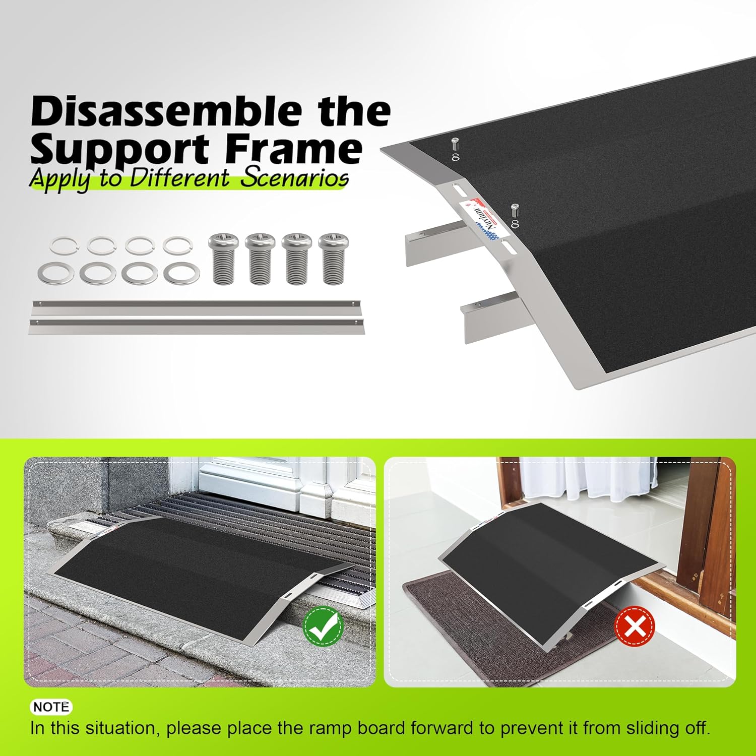 Nuvium Bridge Threshold Ramp for Doorways, Adjustable Non-Slip Aluminum Wheelchair

