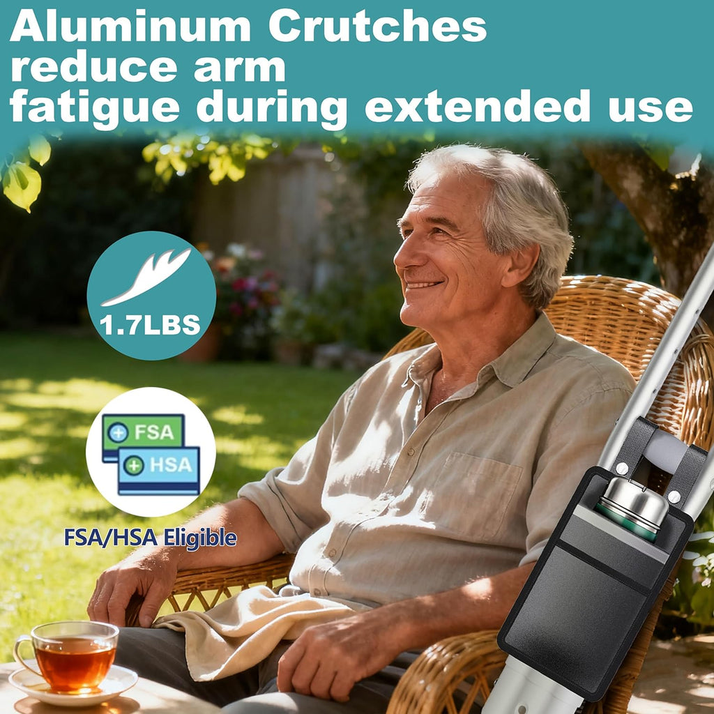 Adjustable Aluminum Crutches for Adults and Seniors, Lightweight Mobility Aid, 300 lb

