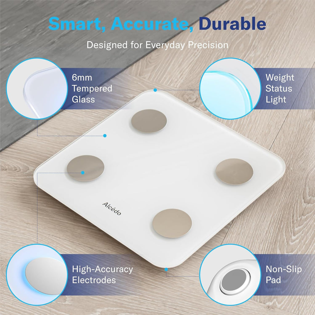 Alcedo Smart Body Fat Scale Digital with BMI, Muscle Mass, Bluetooth Weight Insights


