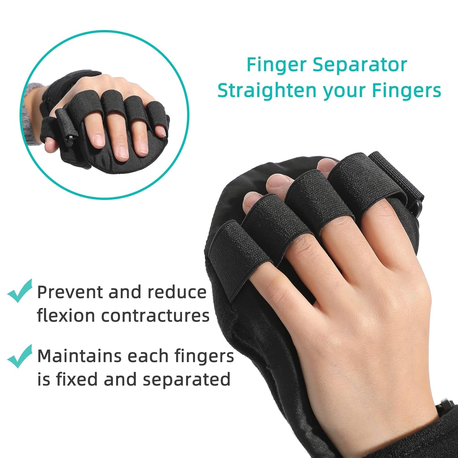Fanwer Resting Hand Splint with Finger Separators, Hand Brace for Wrist Pain

