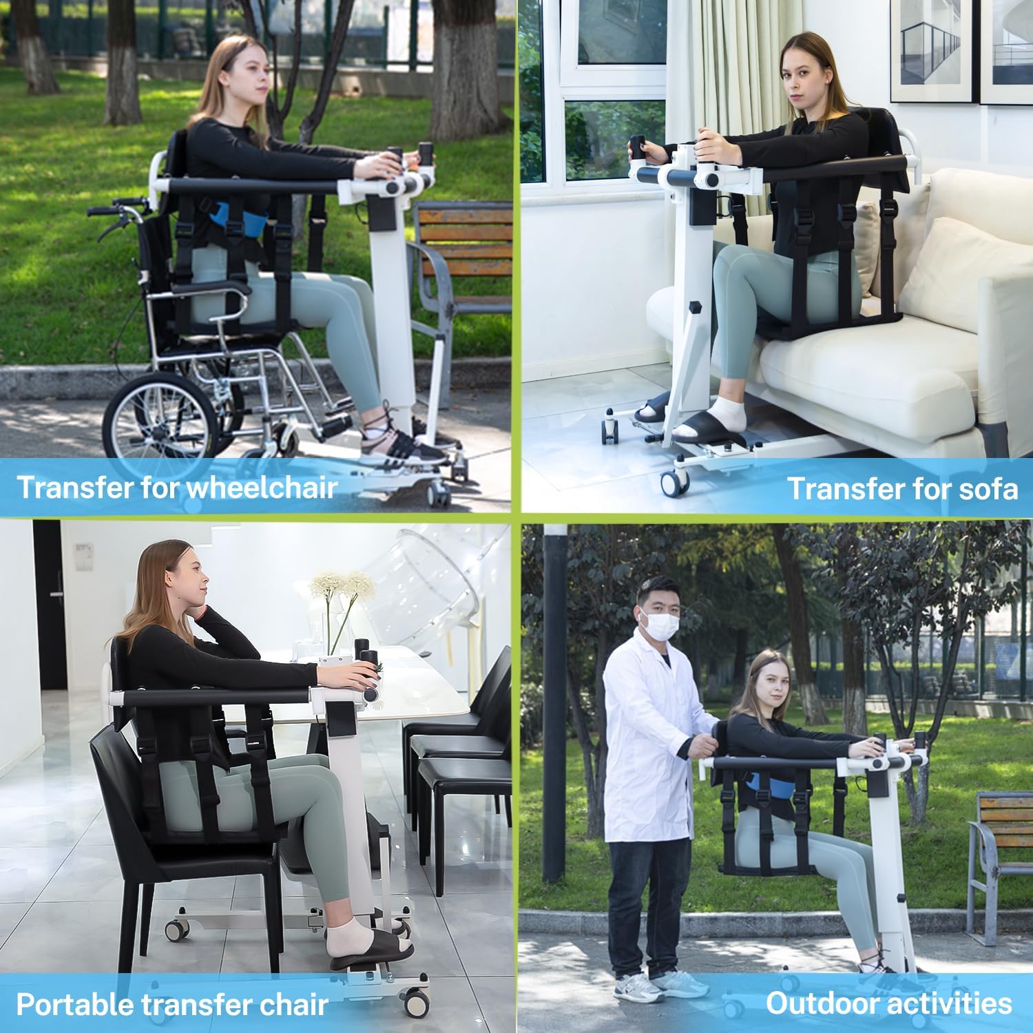Electric Patient Lift Transfer Chair, Folding Portable Lift for Bathroom and Home

