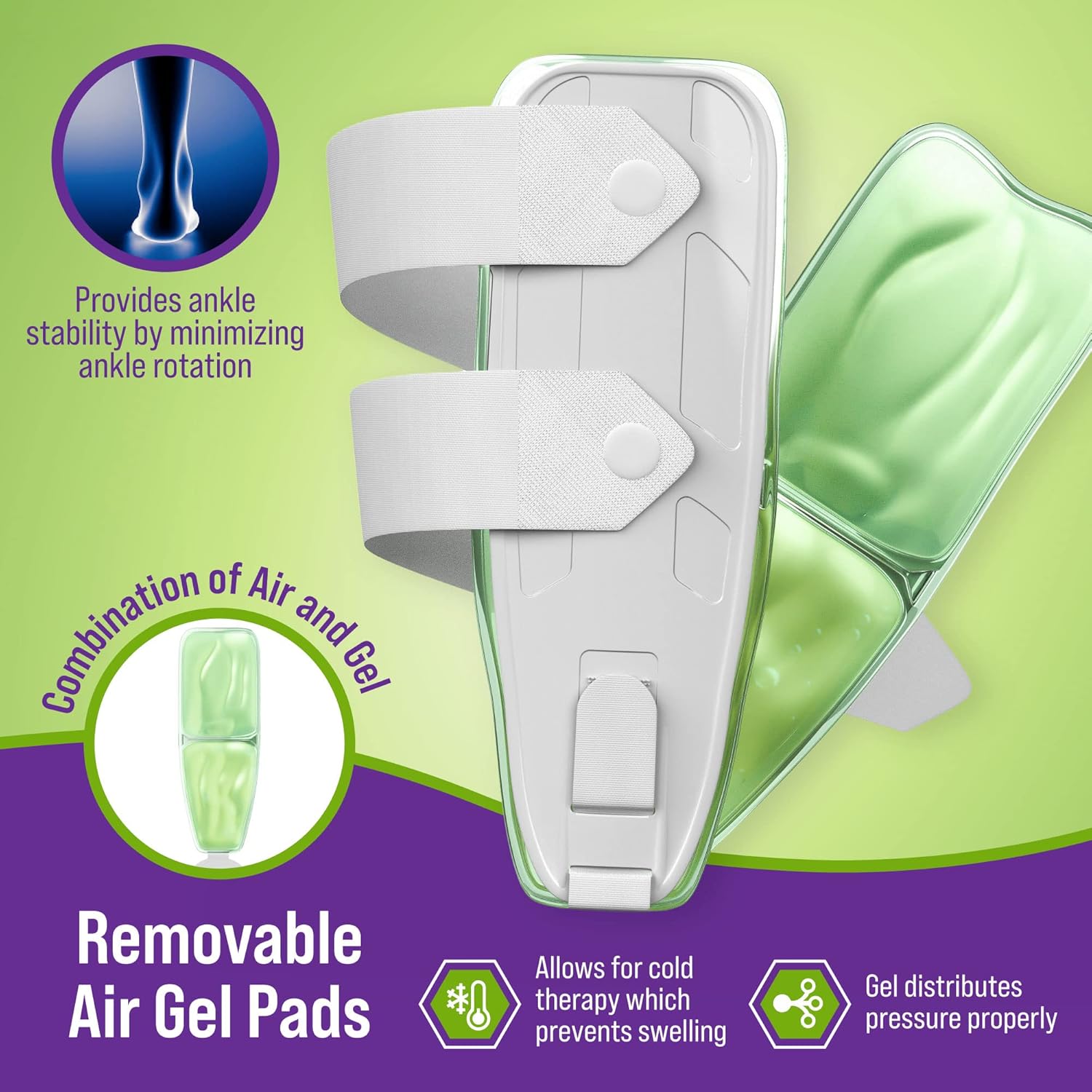 MARS WELLNESS Air Gel Ankle Stirrup Brace with Cold Therapy for Stabilized Support

