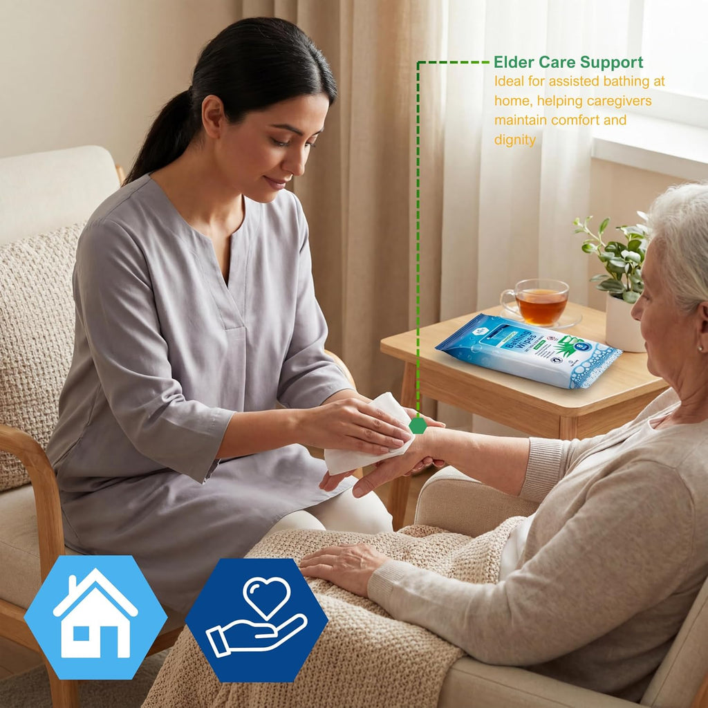 MED PRIDE Hospital Wipes for Bathing, Waterless Rinse-Free Adult Bath Wipes


