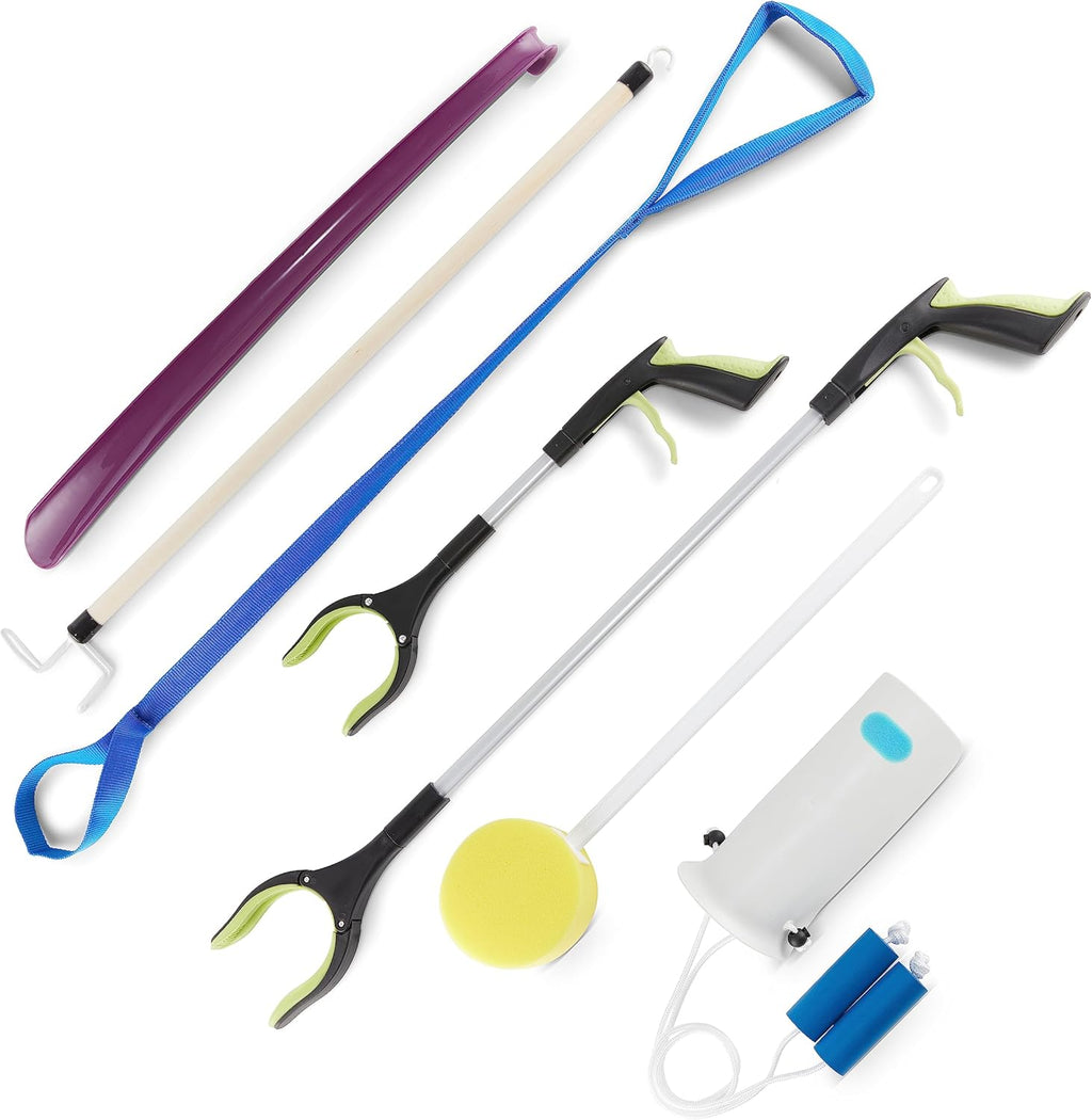 Mars Wellness Hip Replacement Recovery Tool Set: Leg Lifter, Sock Aid, Reacher, Shoe Horn

