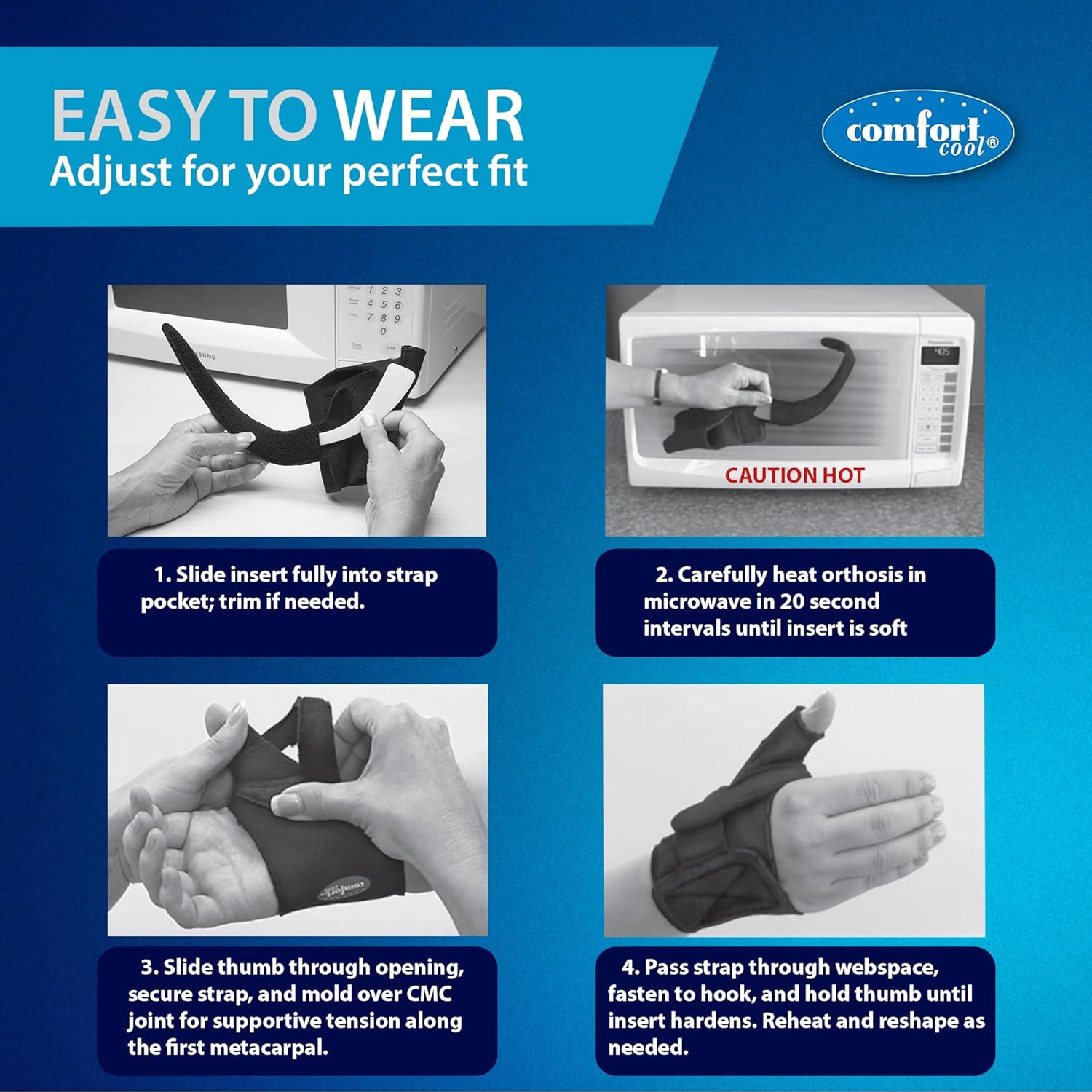 Comfort Cool CMC Abduction Thumb Splint, Moldable Wrap with Thermoplastic Insert

