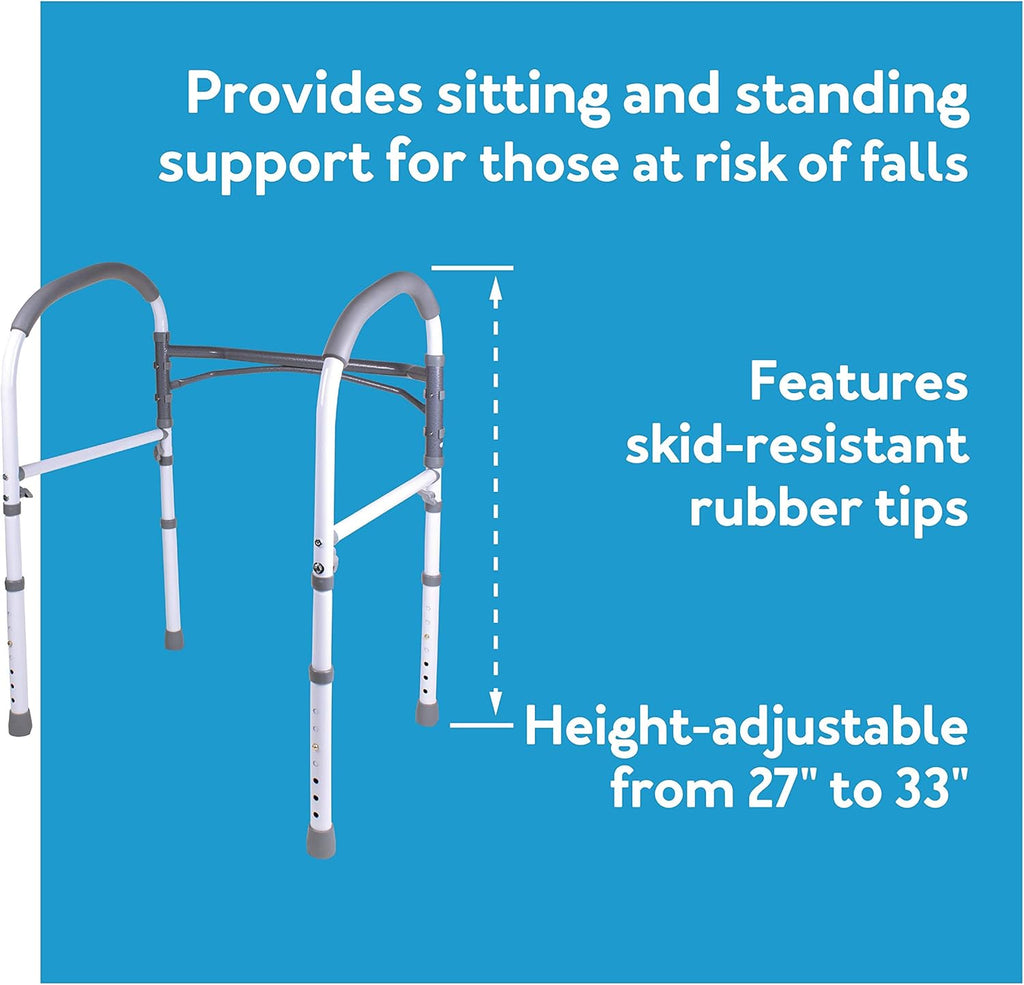 Carex Adjustable Toilet Safety Rail with Handles, Non-Slip Padded Grab Bar Frame

