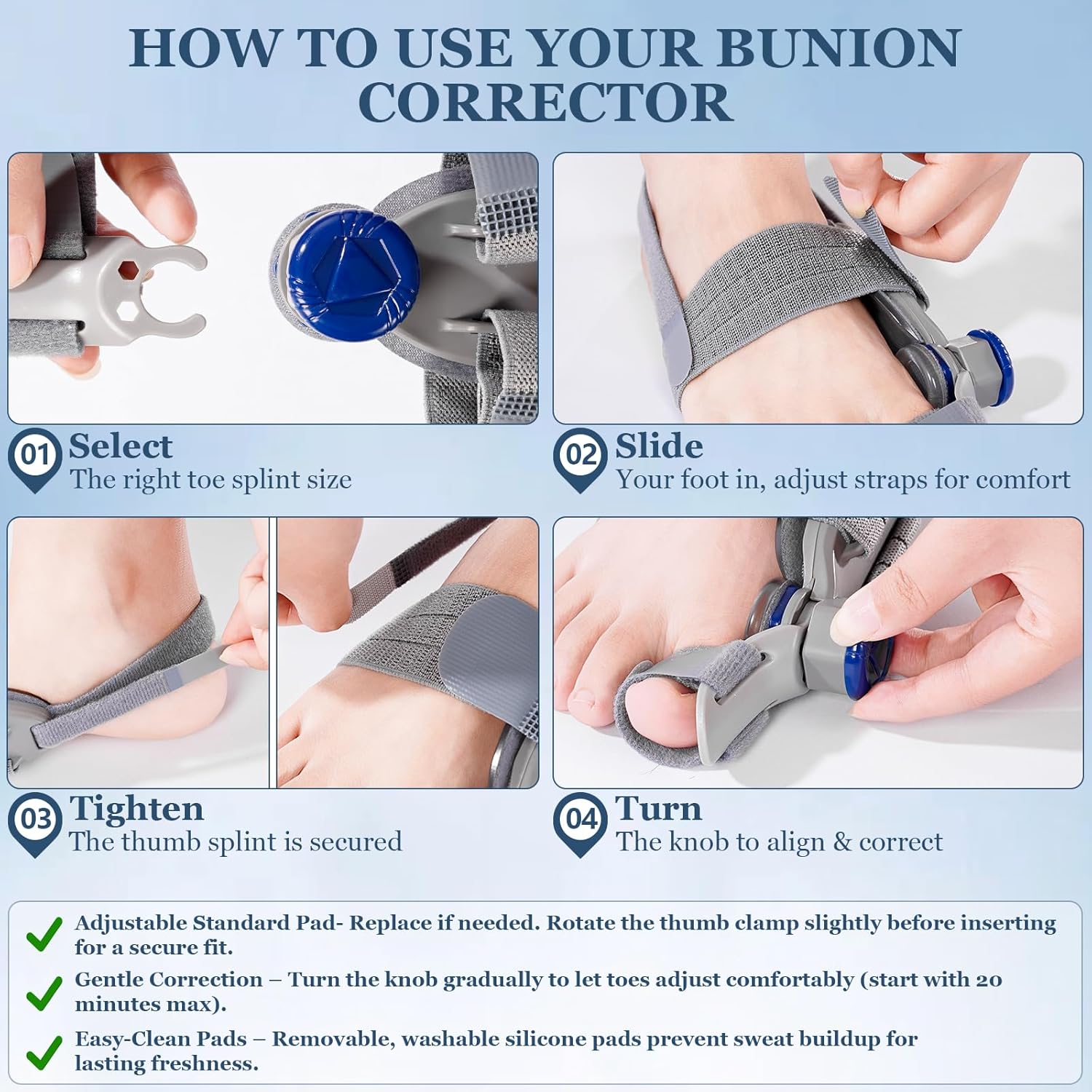 Adjustable Bunion Corrector Toe Straightener for Hallux Valgus Relief Splint

