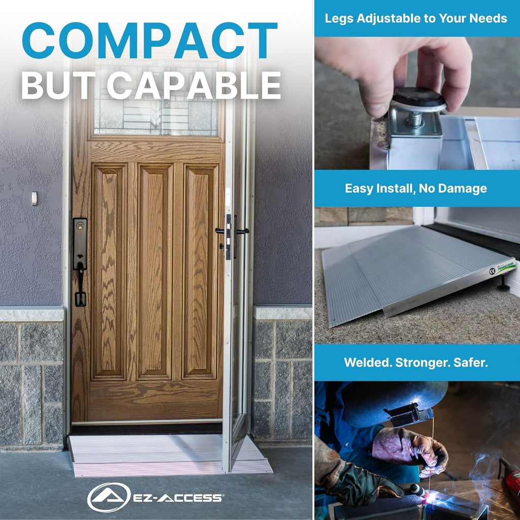 EZ-ACCESS Portable Threshold Ramp for Doorways and Home Steps, Self Supporting Aluminum

