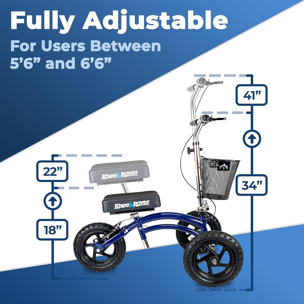 KneeRover Original Steerable All-Terrain Knee Scooter, Foldable Knee Walker Aid

